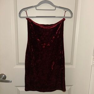 Garage Burgundy Velvet Tube Top Dress